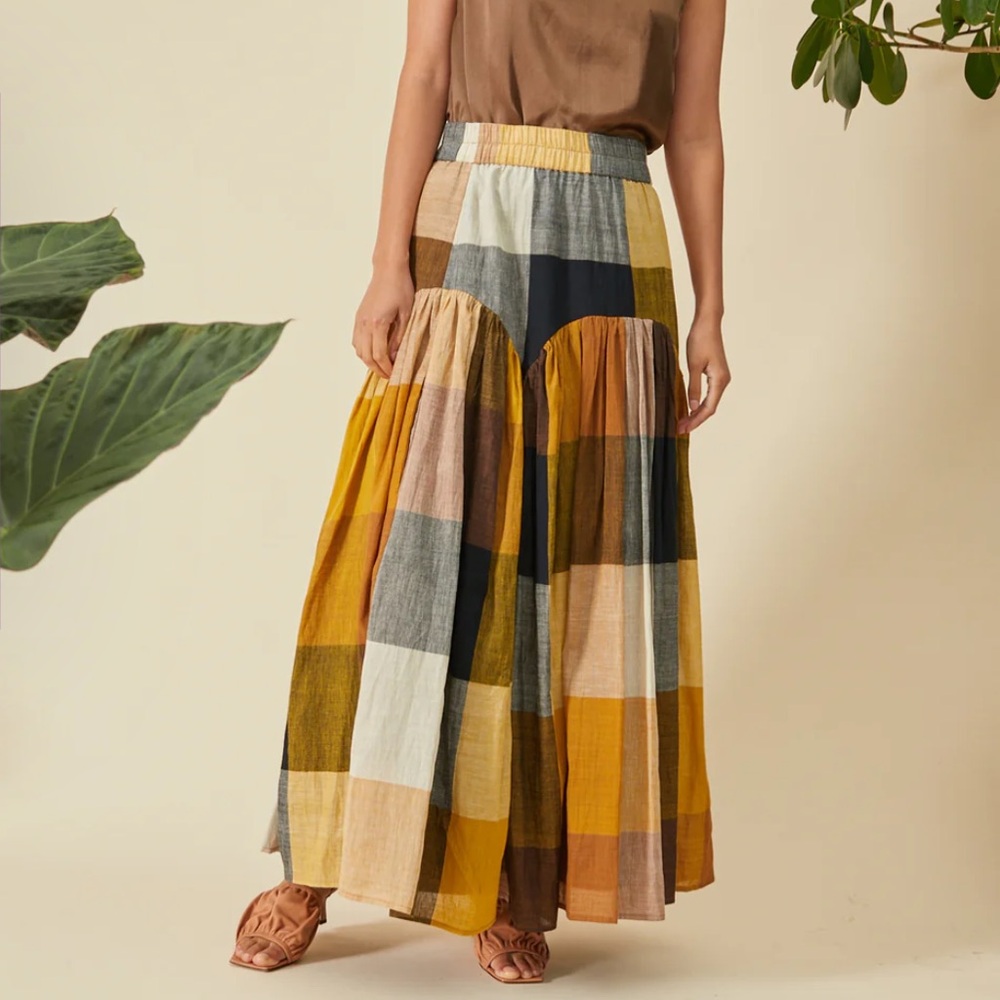 Rujuta Sheth Leila Plaid Maxi Skirt Size Small